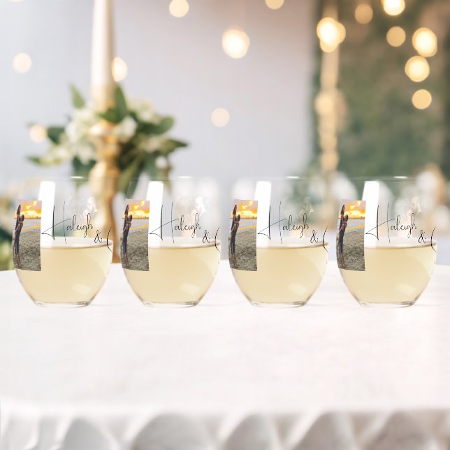Vaso De Vino Foto personalizada de Bride & Groom (Insitu (Boda))