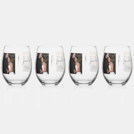Vaso De Vino Foto personalizada de Bride & Groom