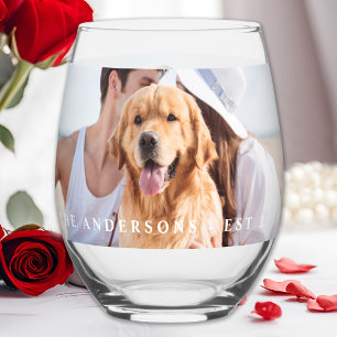 Vaso De Vino Foto personalizado Nombre de recién casada Fecha B