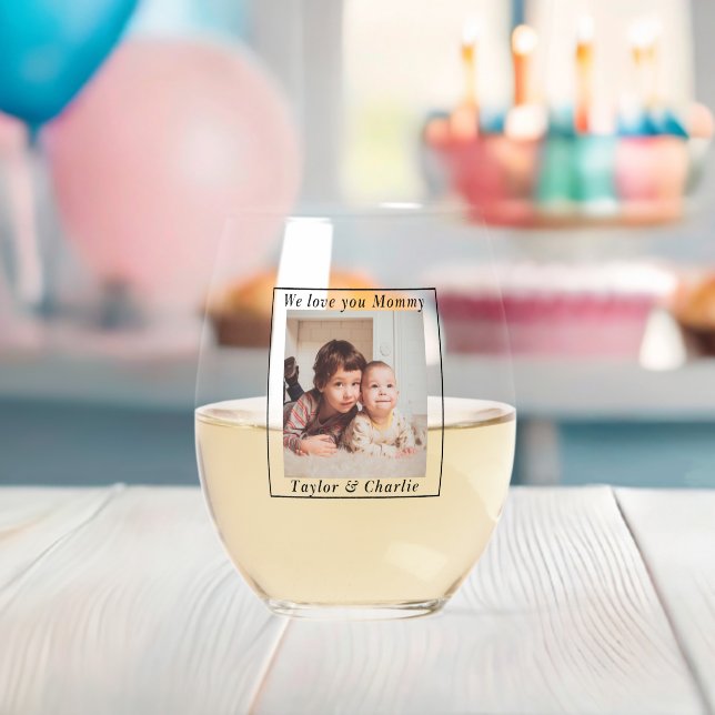 Vaso De Vino Foto Y Texto Personalizados (Insitu (Baby Shower))