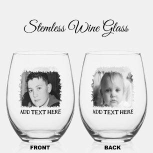 Vaso De Vino Foto y texto personalizados en blanco y negro