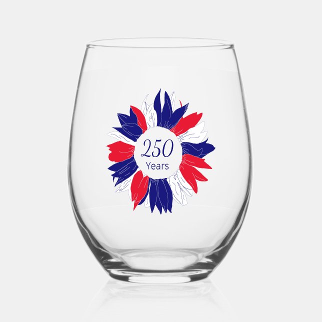 Vaso De Vino Fourth of July Patriotic 250 USA Anniversary   (Anverso)