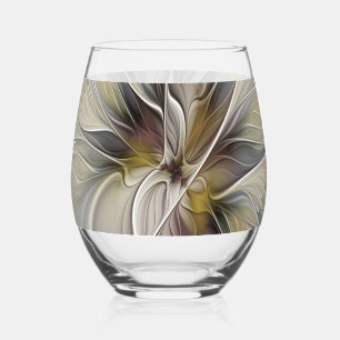 Vaso De Vino Fractal floral, flor de fantasía con colores de la