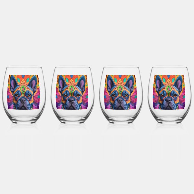 Vaso De Vino Frenchie Cumpleaños Fantasía    (Anverso)