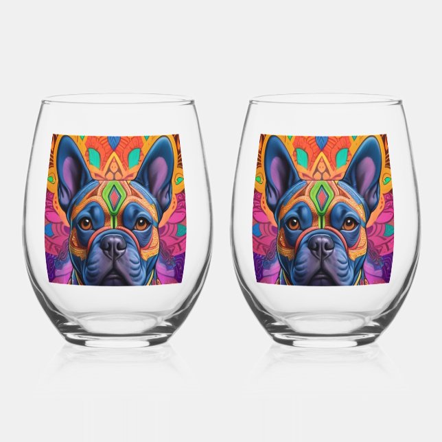 Vaso De Vino Frenchie Fun Birthday Fantasy    (Anverso)