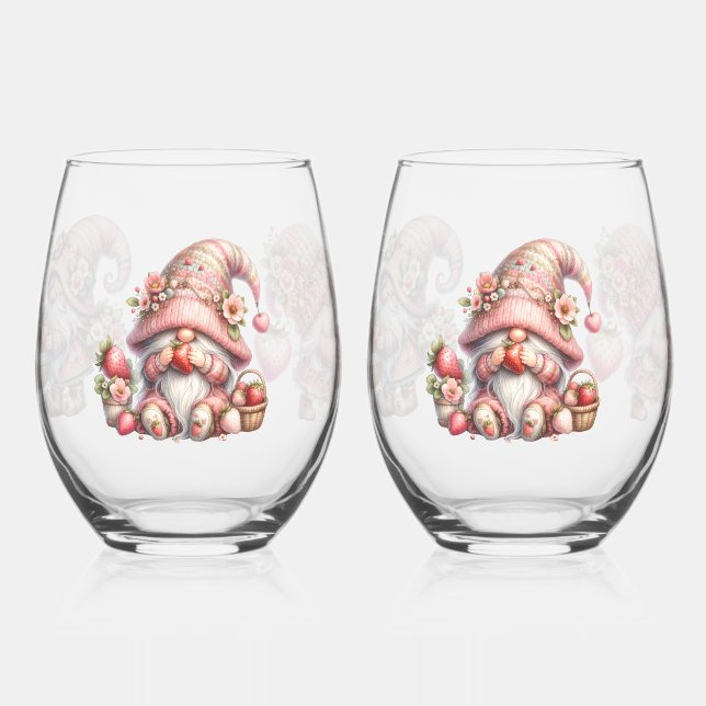 Vaso De Vino Fresa Gnome Stemless Wineglass Set (Izquierda)