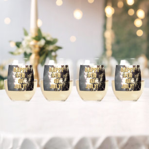 Vaso De Vino Fuegos artificiales 2 4 de julio copas de vino con