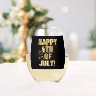 Vaso De Vino Fuegos artificiales 5 4 de julio Vidrio