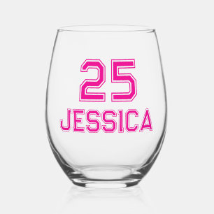 Vaso De Vino Fuente deportiva en mayúsculas con nombre y número