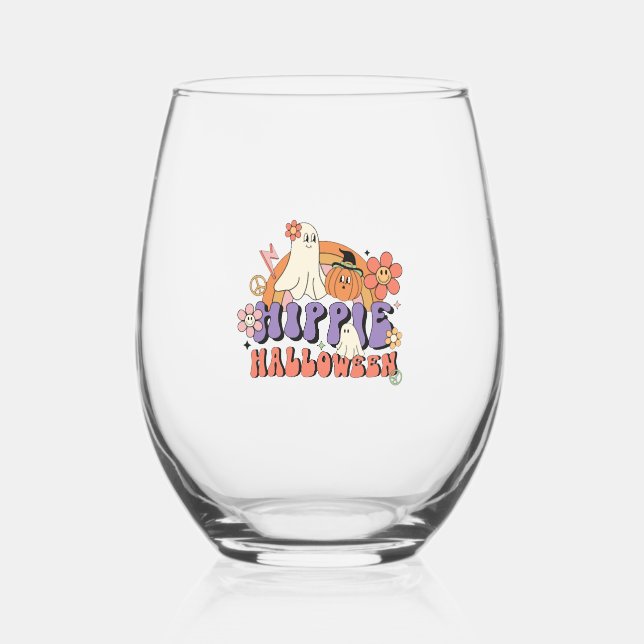 Vaso De Vino Fun Halloween Designs Hippie Halloween Retro (Anverso)