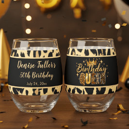 Vaso De Vino Fun Leopard Birthday Queen Fifty Birthday