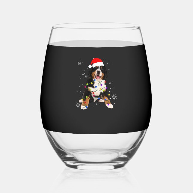 Vaso De Vino Funny Bernese Mountain Dog Lights Christmas Matchi (Anverso)