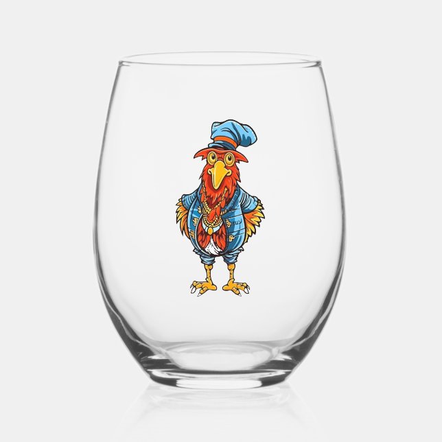 Vaso De Vino Funny Bossy Personalizado Rooster (Anverso)