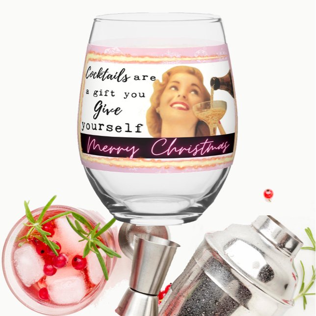 Vaso De Vino Funny Christmas Wine Glass Retro Best Friend Gift (Subido por el creador)