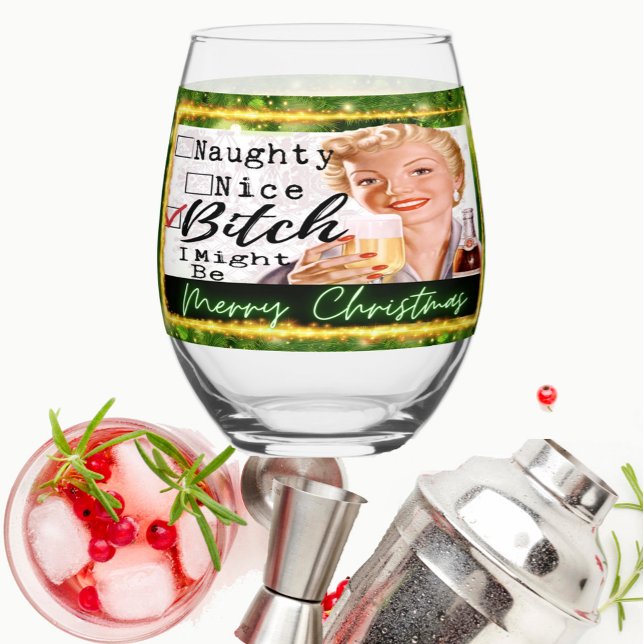 Vaso De Vino Funny Christmas Wine Glass Retro Best Friend Nice (Subido por el creador)