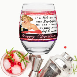 Vaso De Vino Funny Christmas Wine Glass Retro Best Friend NYE
