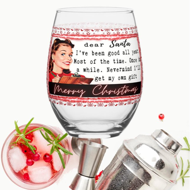 Vaso De Vino Funny Christmas Wine Glass Retro Best Friend Santa (Subido por el creador)