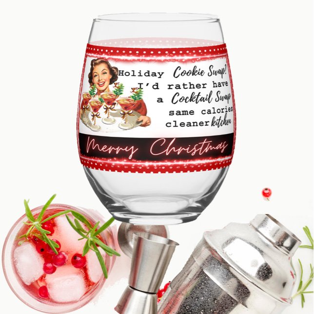 Vaso De Vino Funny Christmas Wine Glass Retro Best Friend Swap (Subido por el creador)