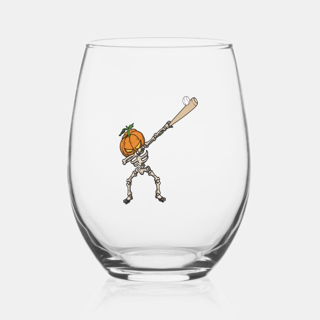 Vaso De Vino Funny Dabbing Pumpkin Head Baseball Gift Idea (Anverso)