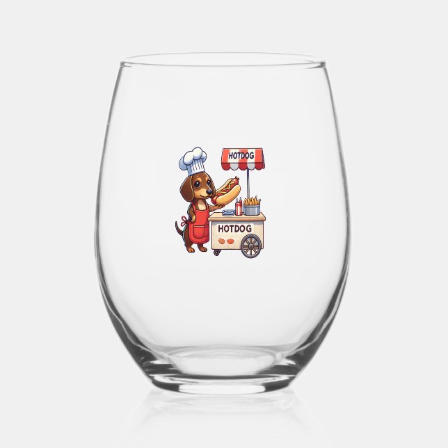 Vaso De Vino Funny Dachshund Perro Weiner Sausage Hotdog Sandwi (Anverso)