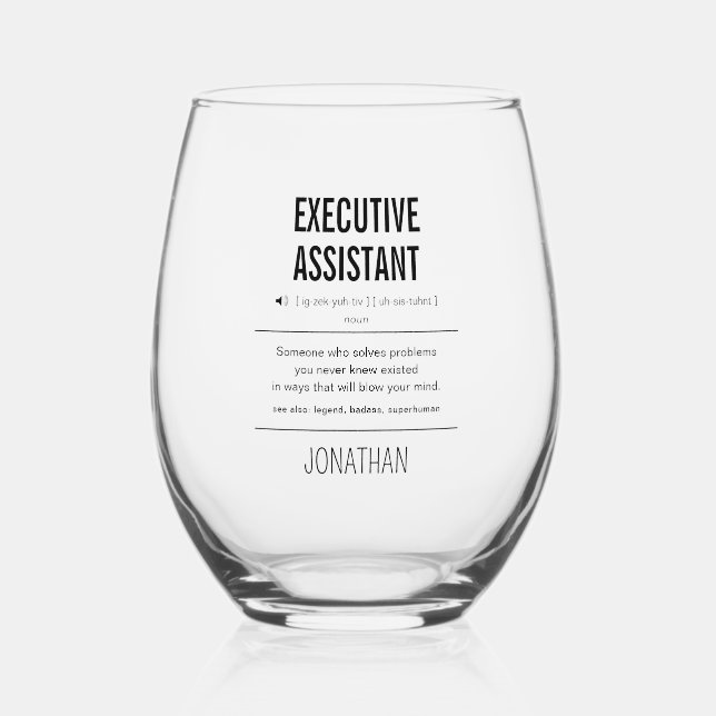 Vaso De Vino Funny de Asistente Ejecutivo Personalizado (Anverso)