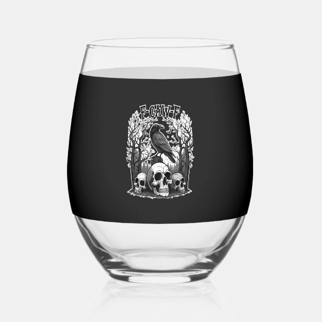 Vaso De Vino Funny F Caw F Raven Halloween (Anverso)
