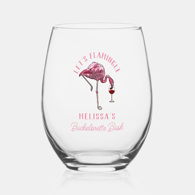 Vaso De Vino Funny Flamingo Bachelorette Weekend Fiesta (Anverso)