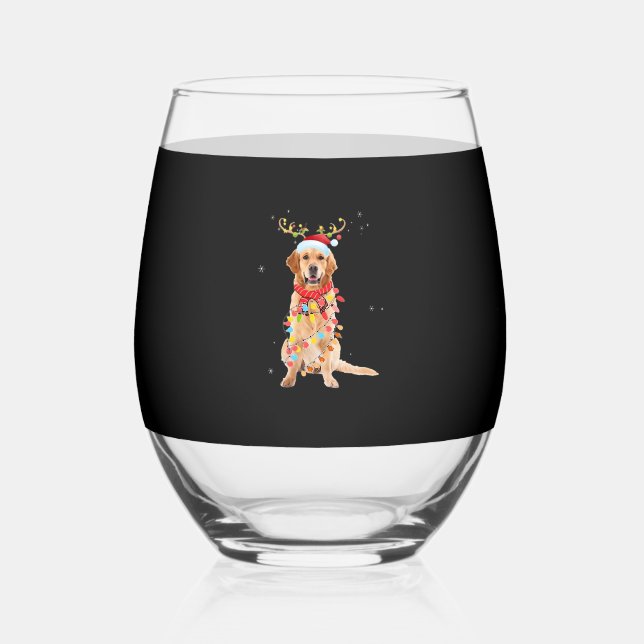 Vaso De Vino Funny Golden Retriever Christmas Tree Santa Reinde (Anverso)