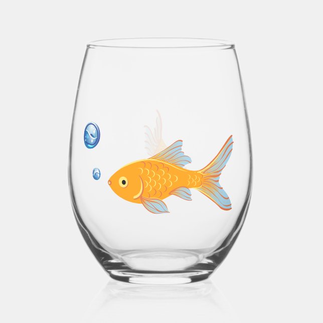 Vaso De Vino Funny Goldfish Regalos Personalizado Novedad (Anverso)