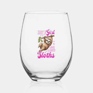 Vaso De Vino Funny Lazy Sloth Just a Girl Who Loves Sloths T-Sh