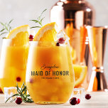 Vaso De Vino Funny Maid of Honor Nombre de propuesta<br><div class="desc">Curiosa criada de honor,  vaso de vino sin tallo con su nombre,  el título "MAID OF HONOR",  y el dicho (el favorito) que se puede cambiar para que se adapte a cada personalidad de las damas de honor elegidas.</div>