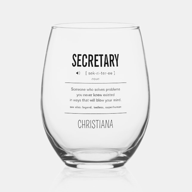 Vaso De Vino Funny Secretario Personalizado (Anverso)