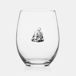 Vaso De Vino Funny Skeleton Cat Skull Kitty Cute Cat Goth Hallo
