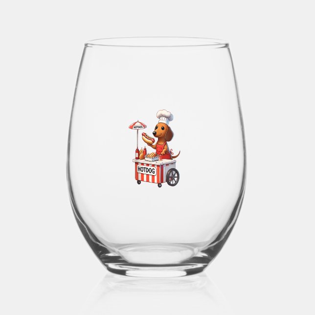 Vaso De Vino Funny Weenie Dachshund Dog Sausage Hotdog Sandwich (Anverso)