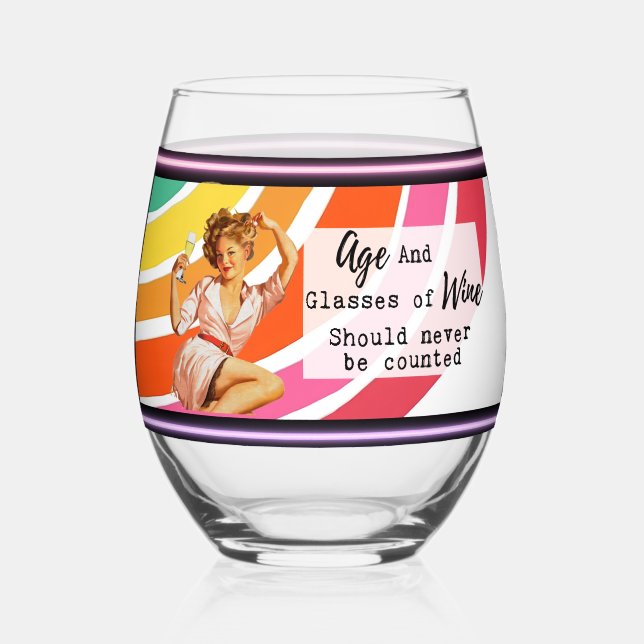 Vaso De Vino Funny Wineglass Best Friend Gift "Age/Wine" (Anverso)