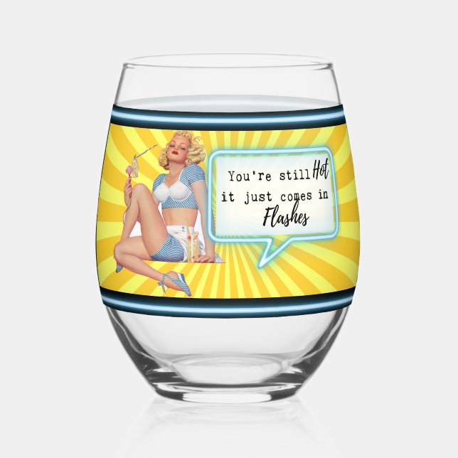 Vaso De Vino Funny Wineglass Best Friend Gift "Hot Flash" (Anverso)