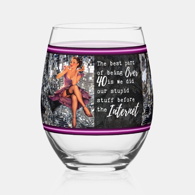 Vaso De Vino Funny Wineglass Best Friend Gift "Over 40" (Anverso)