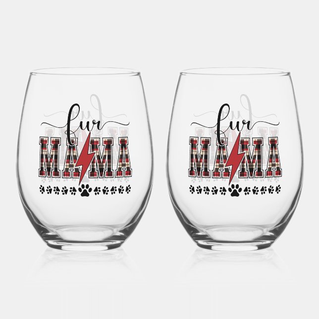 Vaso De Vino Fur Mama Plaid (Anverso)