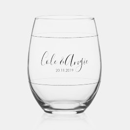 Vaso De Vino Gafas Bodas minimalistas con líneas