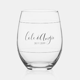 Vaso De Vino Gafas Bodas minimalistas con líneas