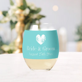 Vaso De Vino Gafas de boda azul turquesa magníficas