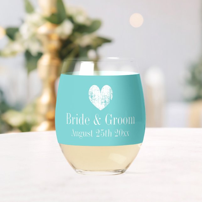 Vaso De Vino Gafas de boda azul turquesa magníficas (Insitu (Boda))