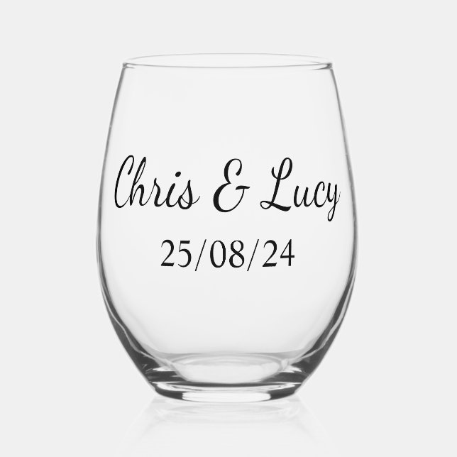 Vaso De Vino gafas de boda personalizadas (Anverso)