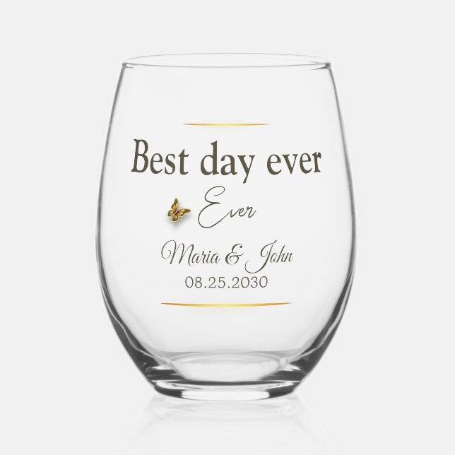 Vaso De Vino Gafas de bodas elegantes (Anverso)