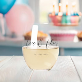 Vaso De Vino Gafas de regalo de tipografía de amor y vítores