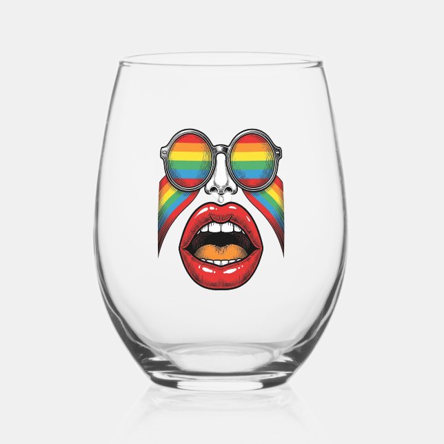 Vaso De Vino Gafas de sol arcoíris retro diseño vectorial de la (Anverso)