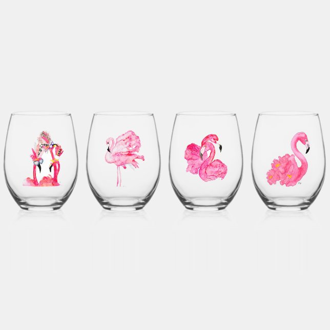 Vaso De Vino Gafas de vino de Flamingo sin Stemless (Anverso)