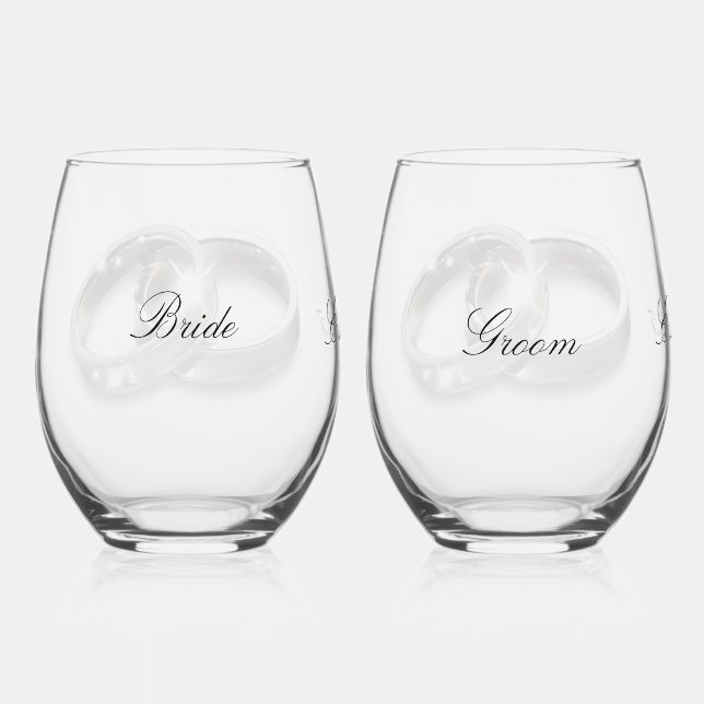 Vaso De Vino Gafas de vino de novias y novios (Anverso)