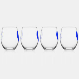 Vaso De Vino Gafas de vino inoxidable Blue & White K-Heart