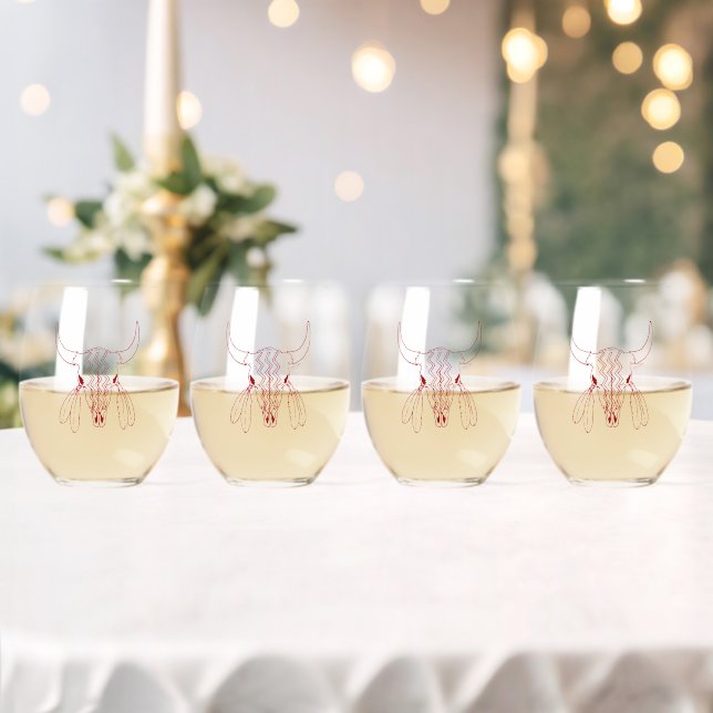 Vaso De Vino Gafas de vino Red Ghost Dance Buffalo conjunto de  (Insitu (Boda))